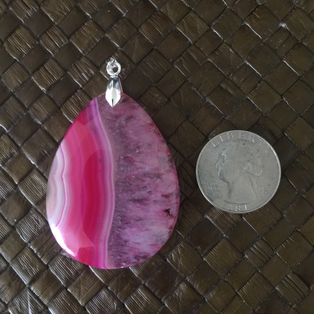 Hand Carved Agate Boho Pendant.